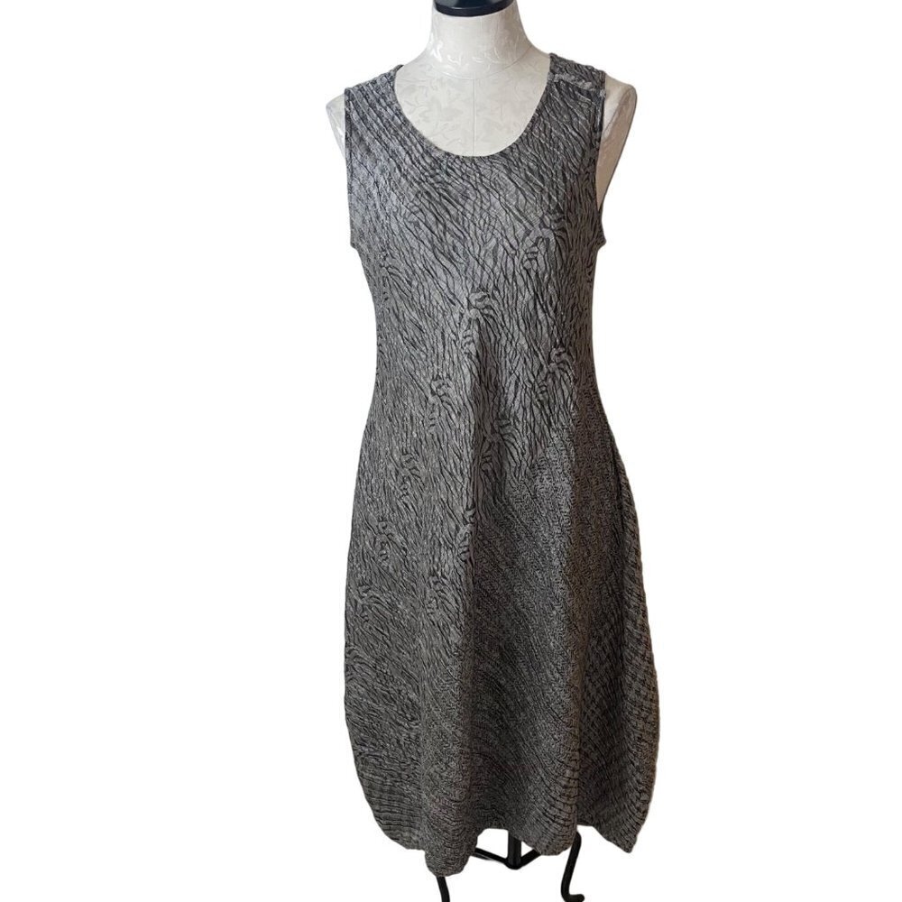 Igor Womens Dress Size Medium Gray Paloma Midi Sleeveless Pockets Linen